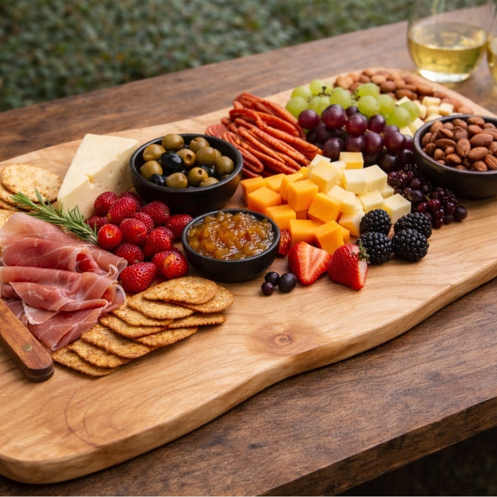 Live Edge Wood Charcuterie/Serving Board - Natural Light Brown